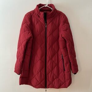 Nuage Quilted Puffer Packable Long Coat Sun Dried Tomato Red Women's Size L